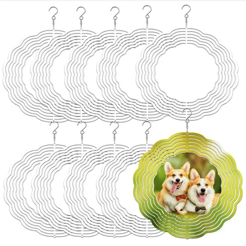 Wholesale 60Pcs 8 Inch Sublimation Wind Spinner Blanks 3D Wind Spinners Hanging Wind Spinners For Indoor Outdoor Garden Decorati
