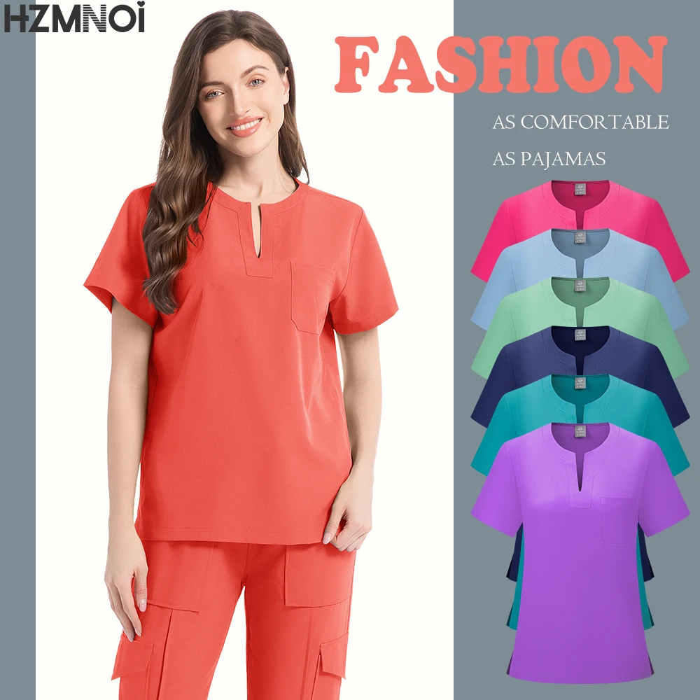 الصيف الدعك الطبية زي المستشفى معاطف للأطباء والممرضات عمال 4-way تمتد عيادة الحيوانات الأليفة التمريض الدعاوى طبيب الأسنان ملابس العمل