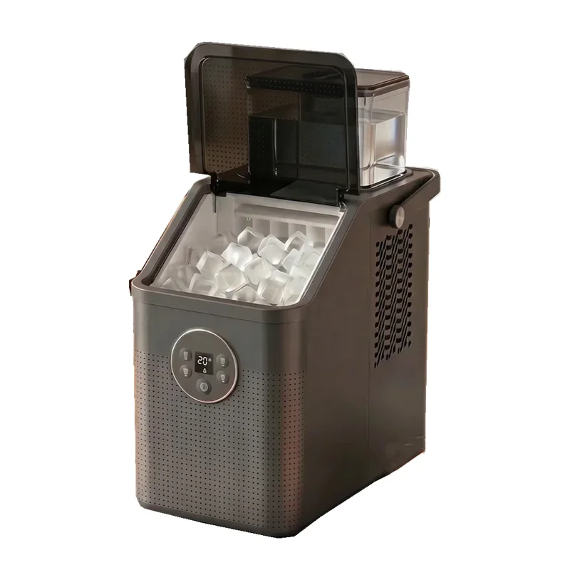 Solid Square Ice Maker Machine, Automatic Commercial Grade Ice Cube Maker for Home Kitchen, Compact Countertop Ice Machine with
