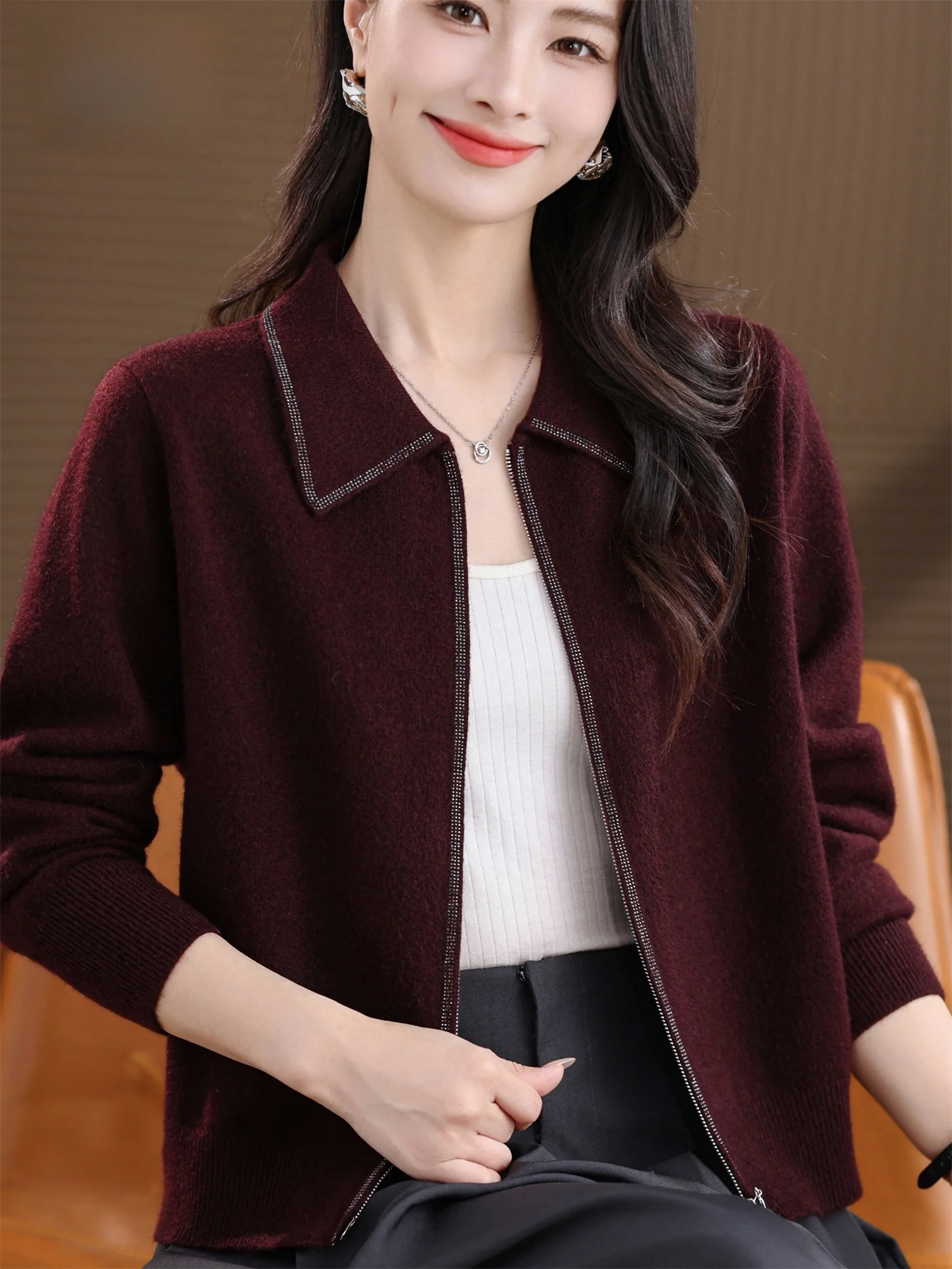 

Модный вязаный свитер для женщин среднего возраста, свободный крой, повседневный крой, весна-осень, Новое поступление, утягивающий открытый кардиган