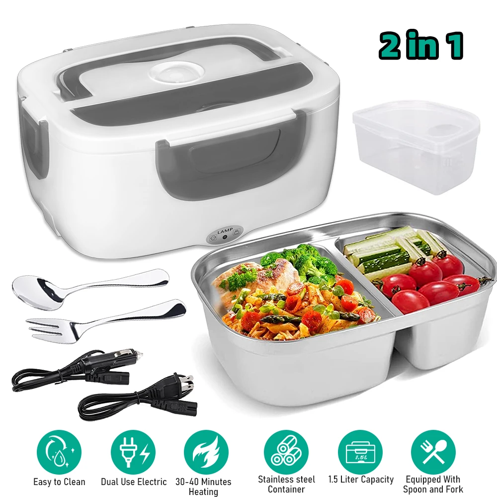 

1.5 L 40W Electric Lunch Box Food Warmer Portable Food Heater for Car Or Home - Leak Proof, Lunch Heating Microwave for Truckers