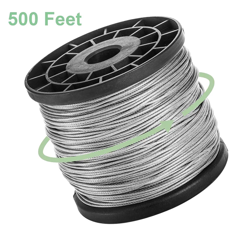 1/16Inch x 500Feet Wire Rope Cable, Braided Wire Stranded Rope Aircraft Cable for Outdoor Clothesline, Trellis,