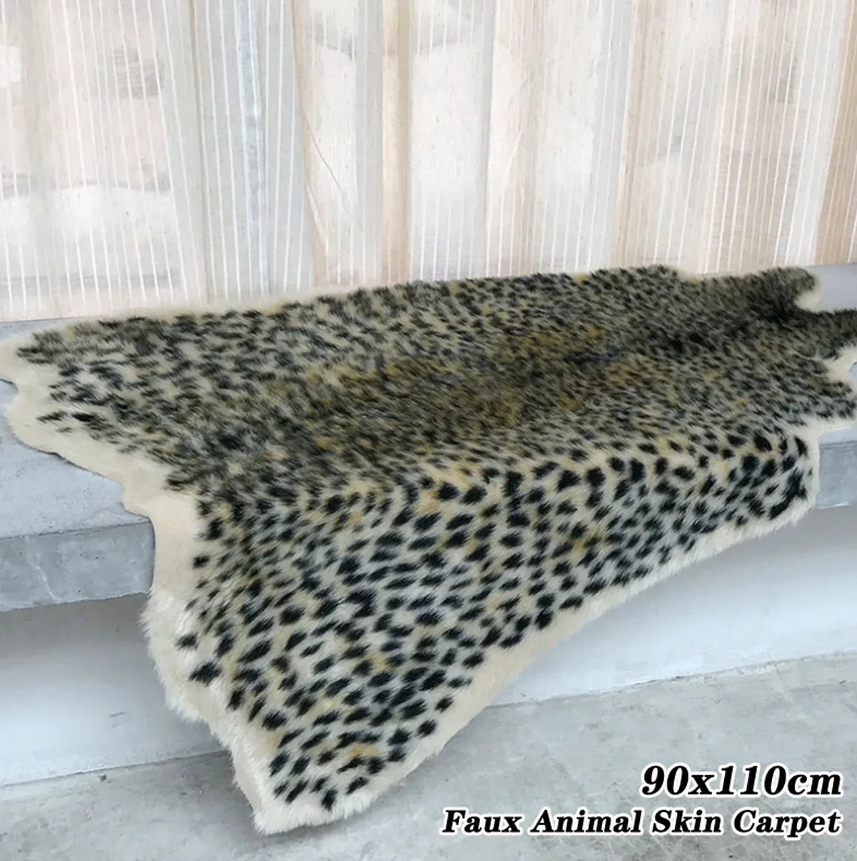 Leopard Print Rug Faux Cowhide Skin Carpet Anti-slip Animal Printed Furry Area Rug for Living Room Decor 90x110cm