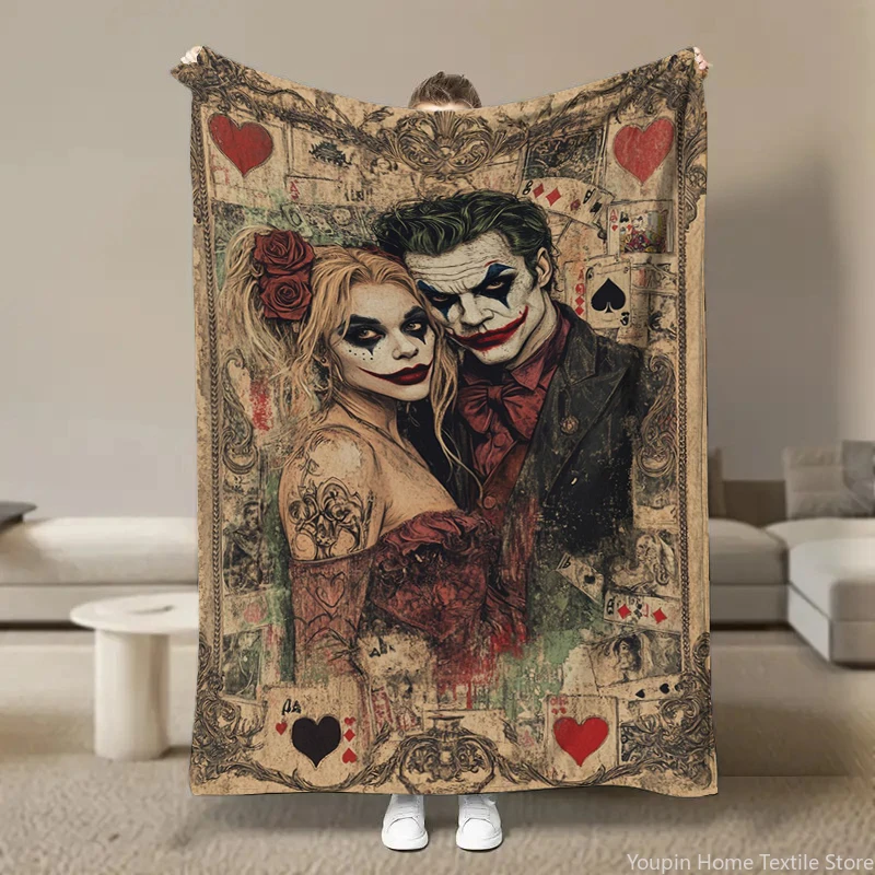 

8 Size Clown Joker Flannel Fluffy Blanket Warm Soft for Home Travel Blanket Sofa Bedding Camping Picnic Car Office Cover Blanket