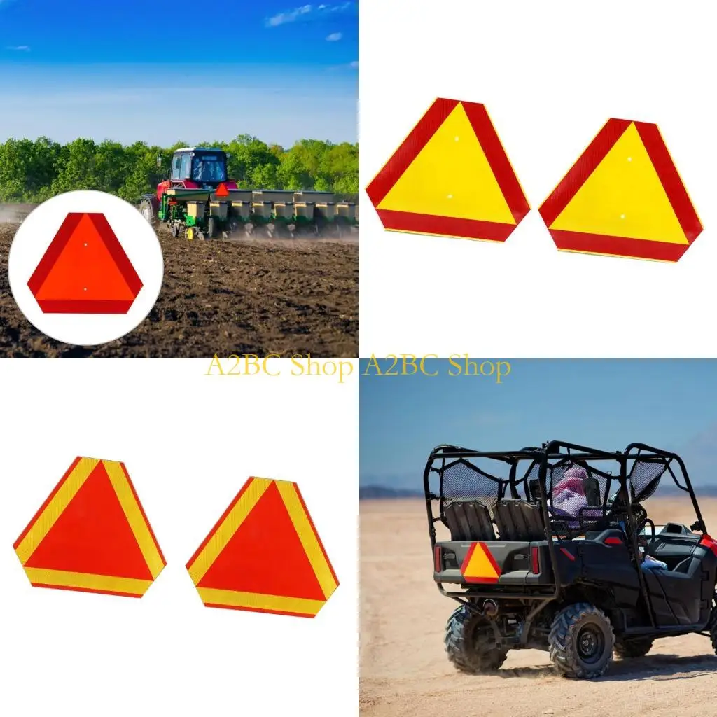 A2BC Pack of 2 Large Size Reflective Warning Triangles for Road Safety Alerts