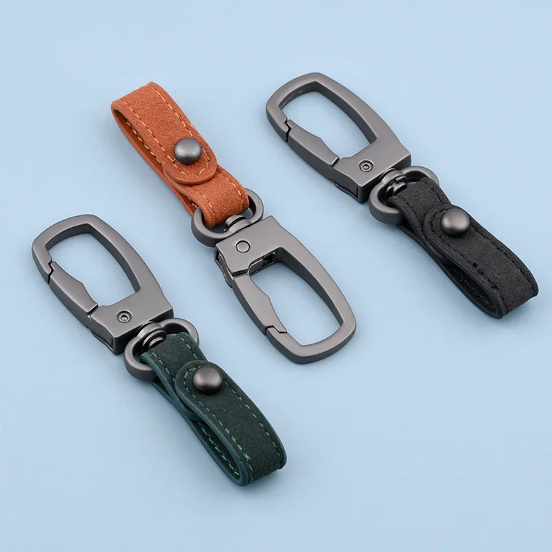 Genuine Leather Keychains Handmade Car Keyring Holder Organizer Detachable Hang Rope Key Ring Car Interior Accessories