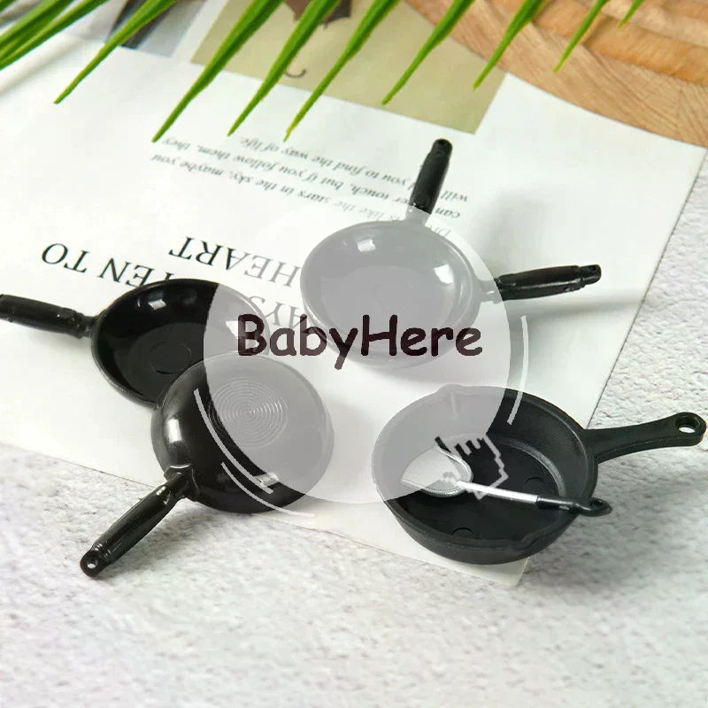 1/12 Dollhouse Simulation Fry Pan Saucepan Model Dollhouse Miniature Kitchen Cookware Accessories Dolls House Decoration