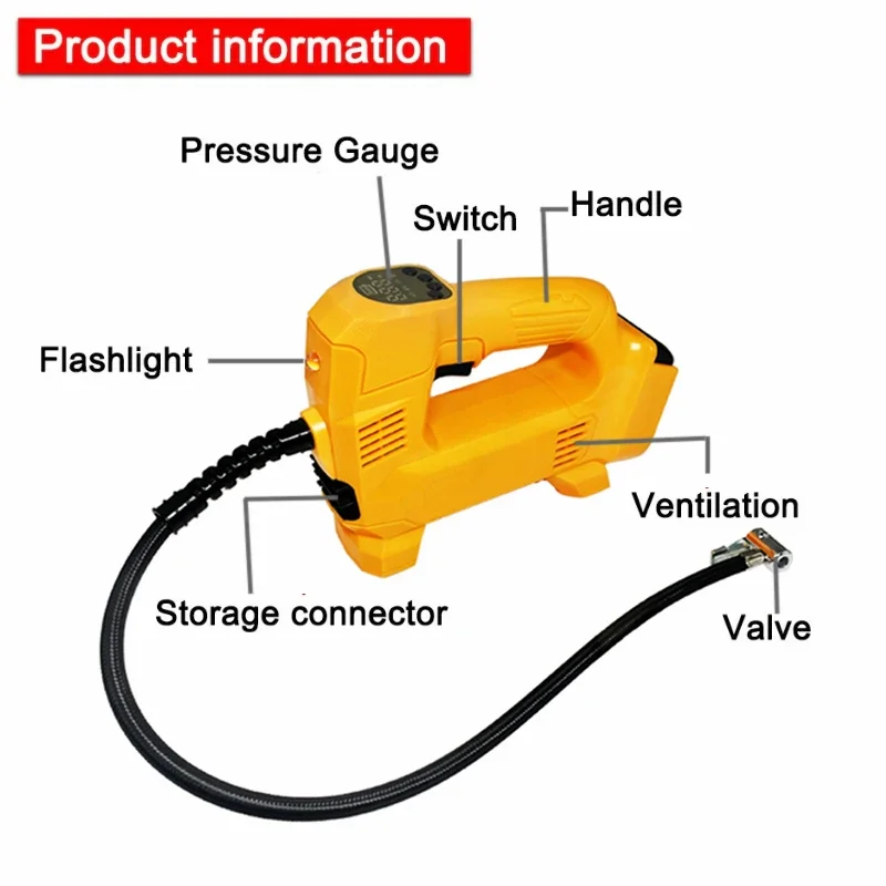 For Dewalt 18V 20V Battery Cordless Tire Inflator Portable Air Compressor Auto Tire Pump with Digital Pressure Gauge