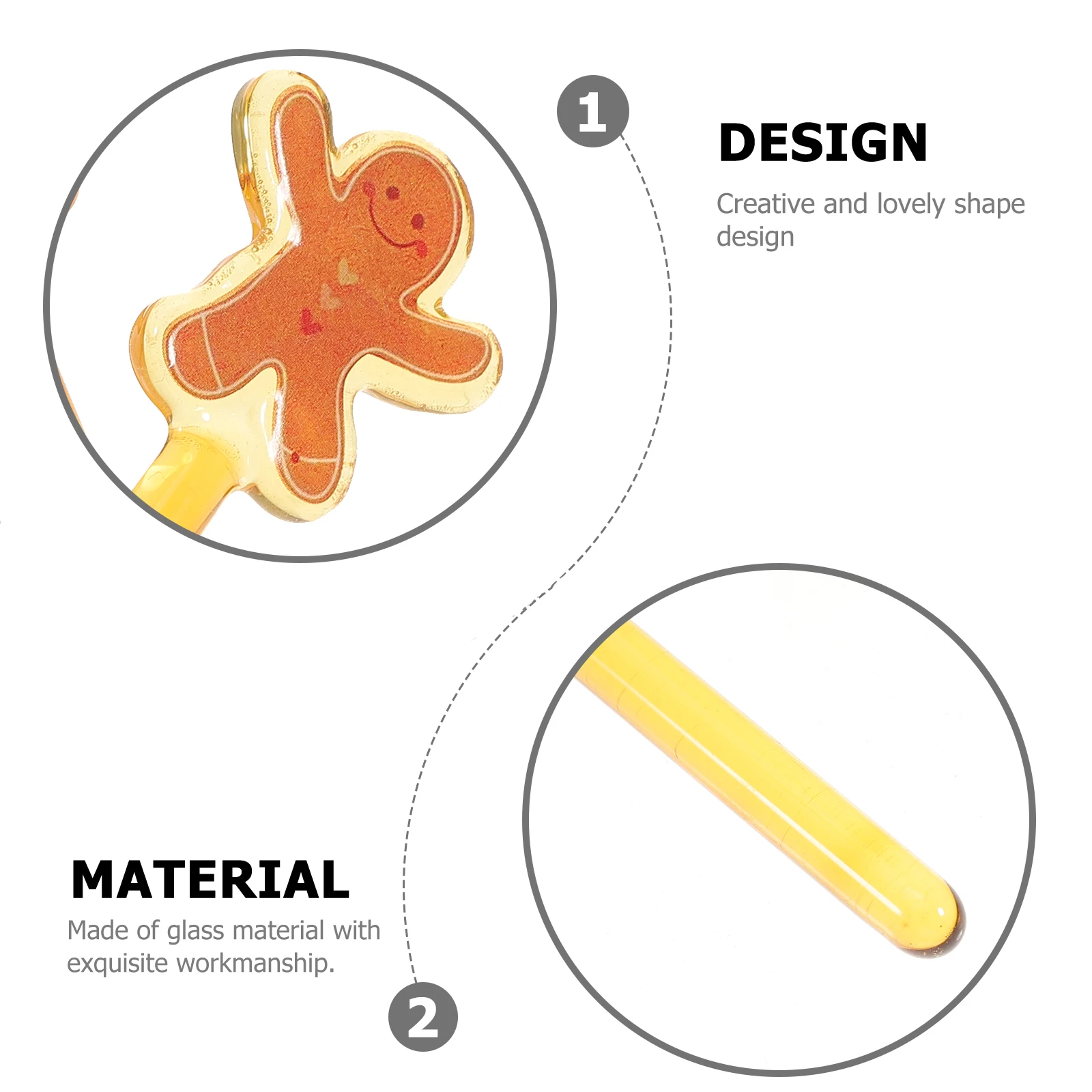 

2Pcs Gingerbread Man Glass Stirring Sticks Coffee Honey Mixing Rod Reusable Drink Swizzle Stirrers for Parties Bar Home