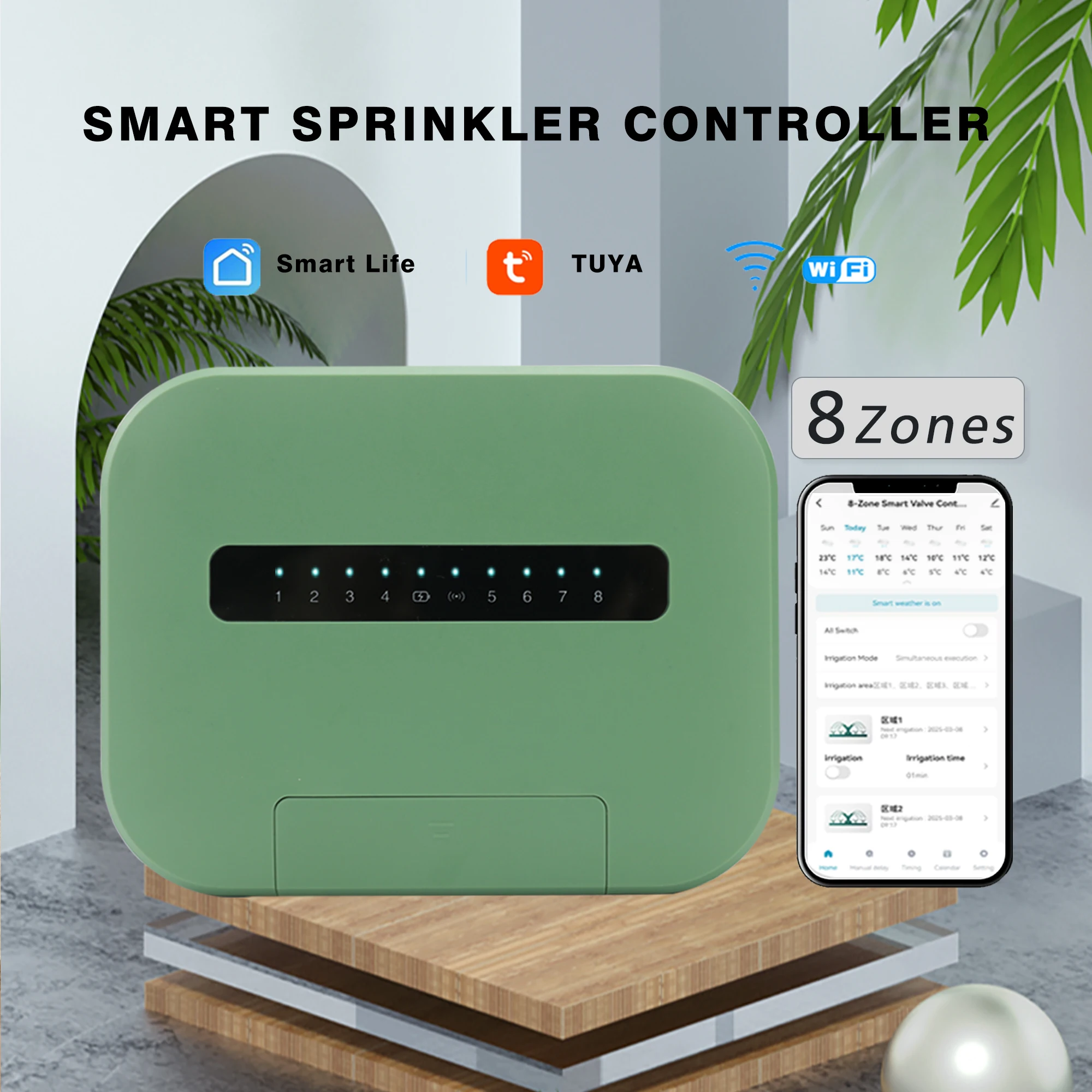 

6 /8 Station Tuya WiFi Indoor Smart Sprinkler Controller Irrigation System Remote Control by Phone Works with Smartlife EU Plug