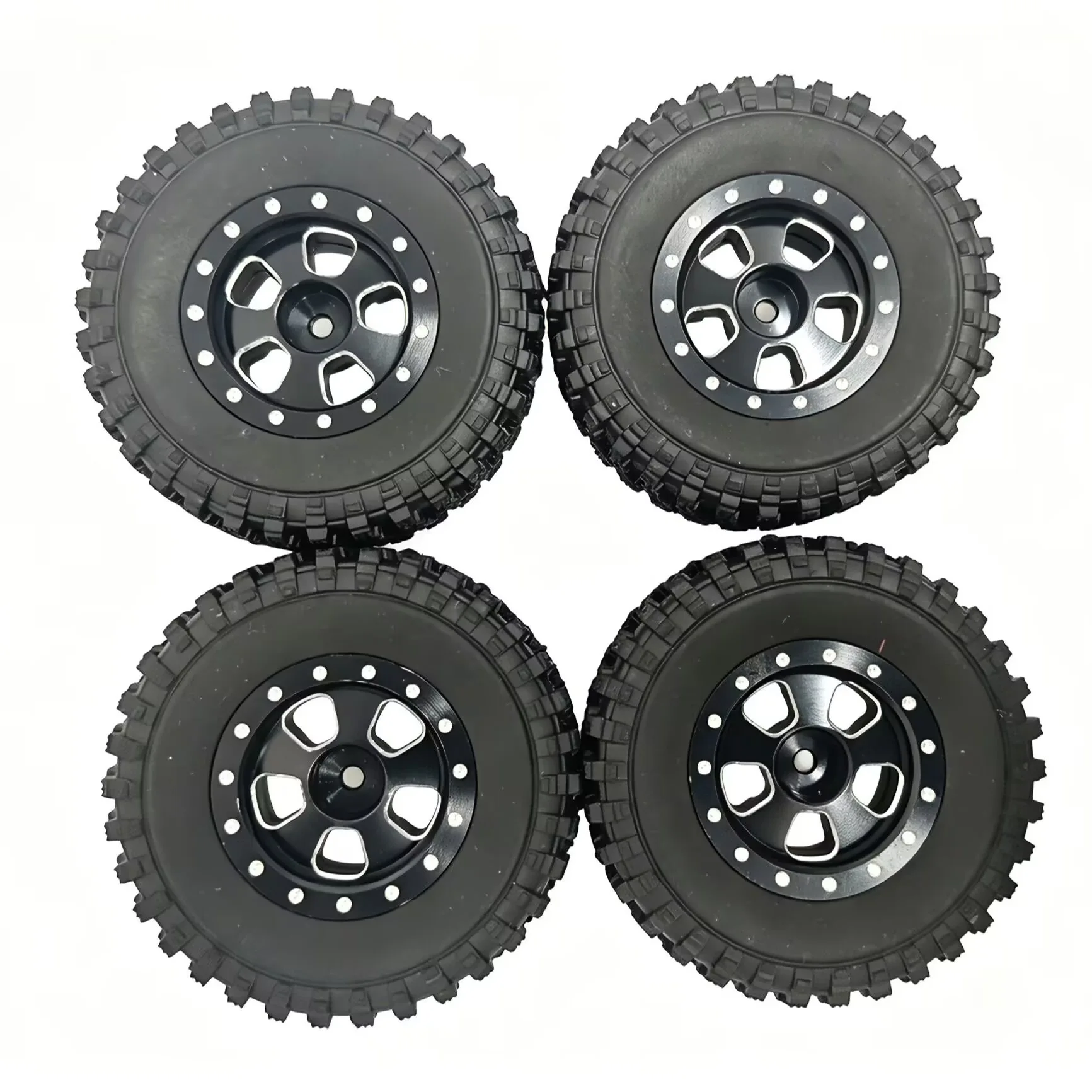Austarhobby Aluminum Tires one Piece And Wheel Hubs Set for MN-82 RC Off-Road Vehicle - RC Car Replacement Part Toy Accessory