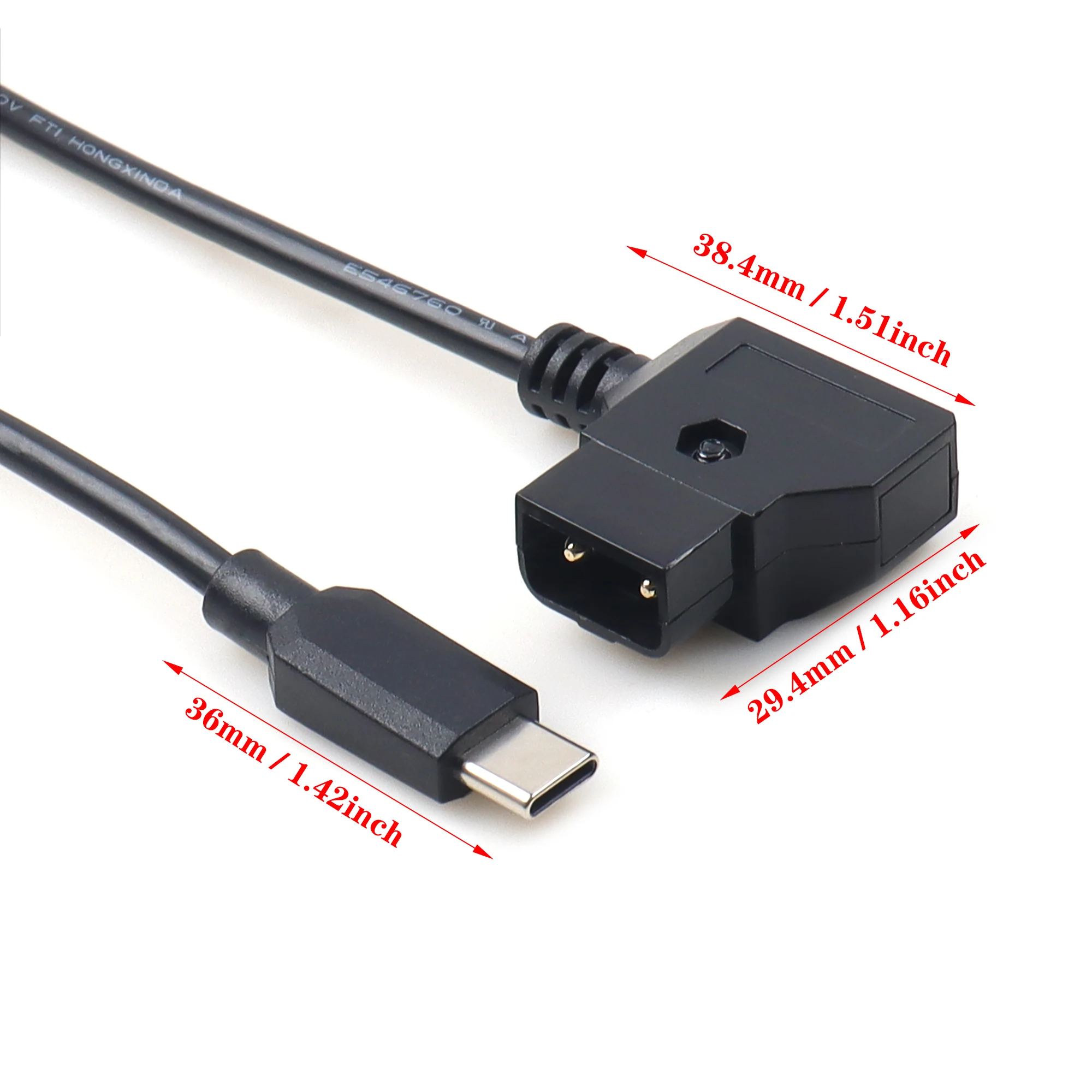 0.92M D‑Tap to Type‑C Power Cable 20AWG V‑Mount Battery for DJI Focus Pro Motor Work with D‑Tap 1Male to 2Female Splitter |black