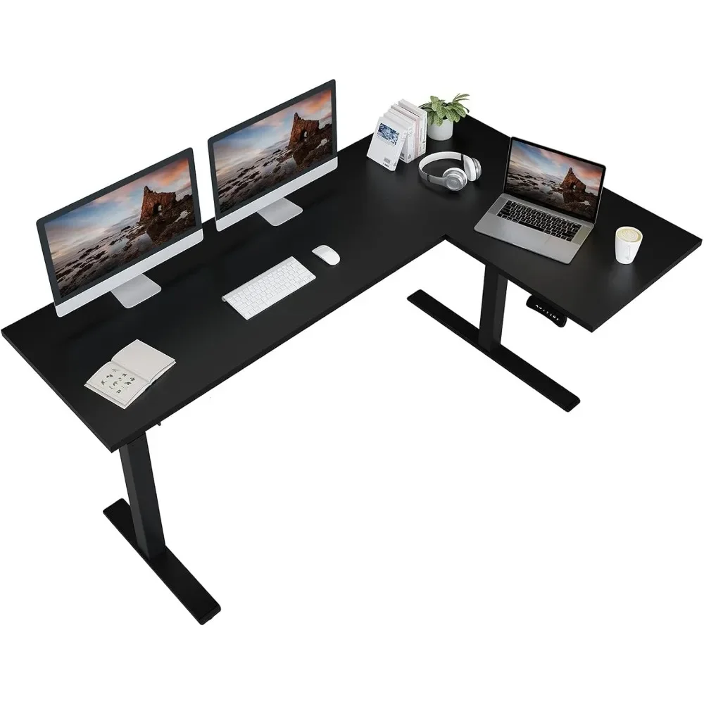 

L Shaped Standing Desk, Dual Motor Computer Electric Corner Desks Sit Stand Up Desks Height Adjustable Desk Home Office Table