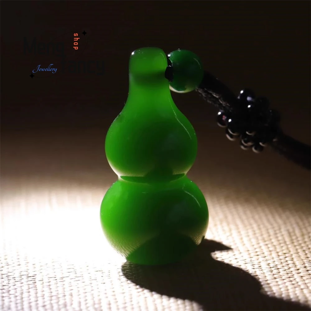 Pendentif gourde jaspe naturel Hetian, bijoux de mode rétro exquis, cadeaux de vacances de luxe les plus connus, diversifier l'épinard vert, simple