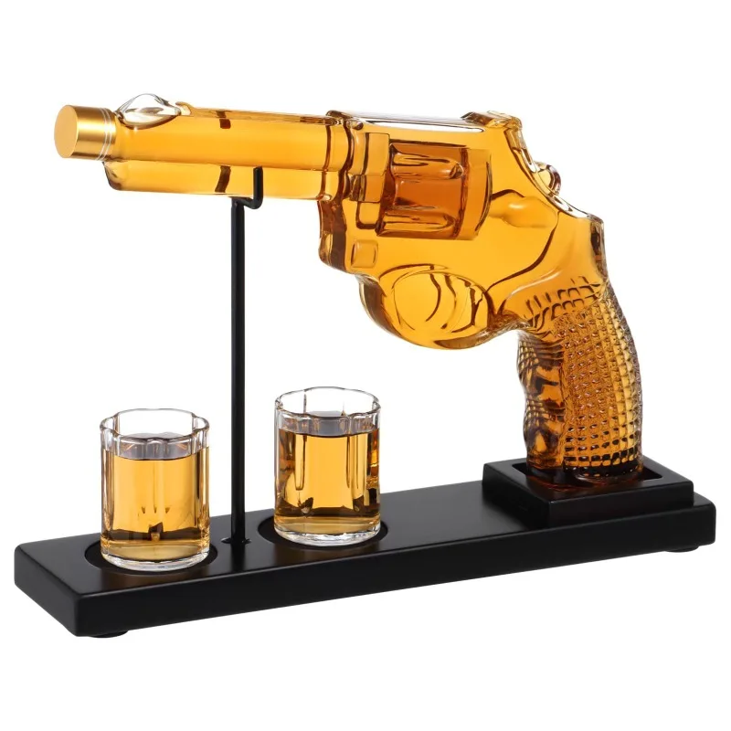 Creative Gun Whiskey Decanter Set with 2 Drinking Cups, Scottish Bourbon Vodka, Best Gift for Boys - Decanter Wine Decanter