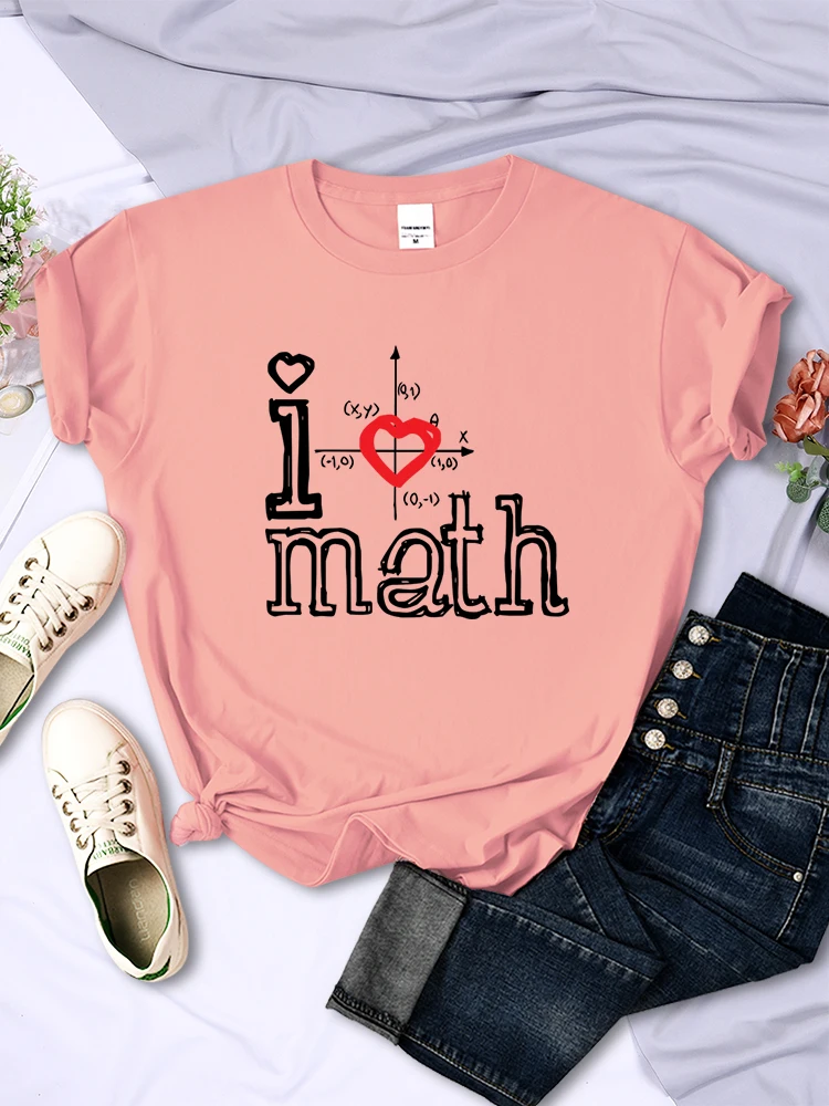 Fashion Logo I Love Math Printed Women Tshirts Casual Summer Sport Tee Clothing Creativity All-math Short Sleeve Female Tops