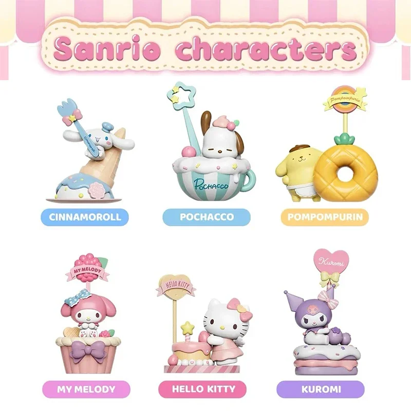 Sanrio Hello Kitty Dessert Series Toy Blind Box Kuromi Sticky Note Stand Specified Design Blind Box Figurine Model Doll Toy Gift