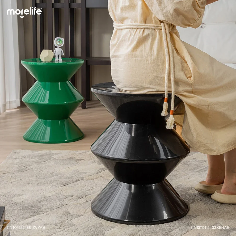 Plastic Black Shoe Changing Stools Footstool Ottomans Living Room Sofa Side Table Simple Creative Round Low Stool Home Furniture