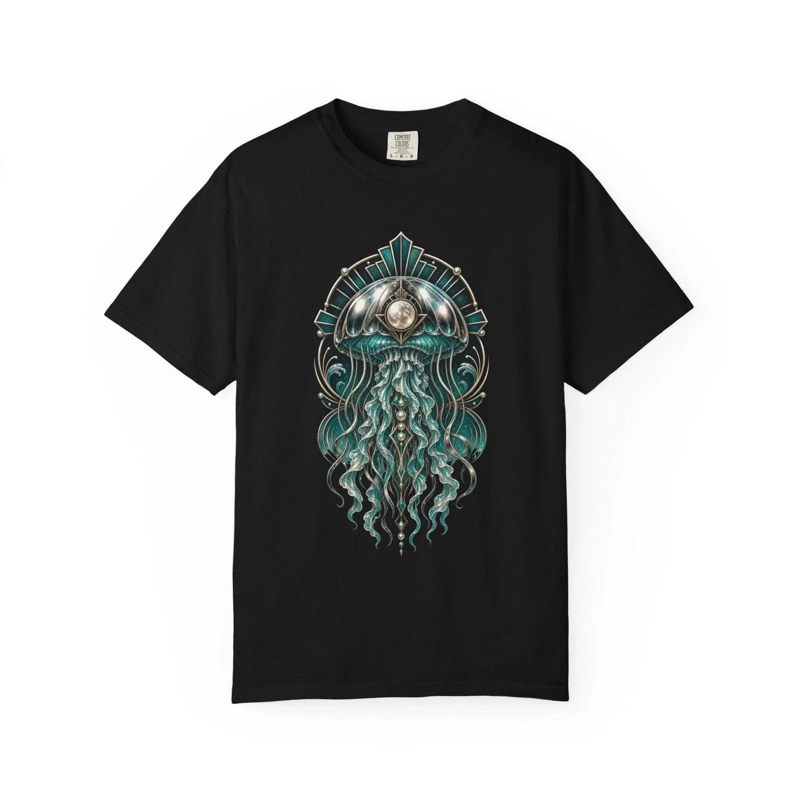 Chrome Art Deco Jellyfish Oracle T-shirt Graphic Printed Graphic T Shirts Short Sleeve Ropa Hombre
