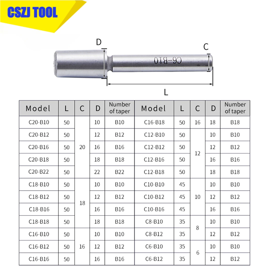 CSZJ C6 C8 C10 C12 C16 C20 B10 B12 B16 B18 B22 Straight Shank Drill Chuck Connecting Rod Milling Machine Tie Rod Drill Adapter