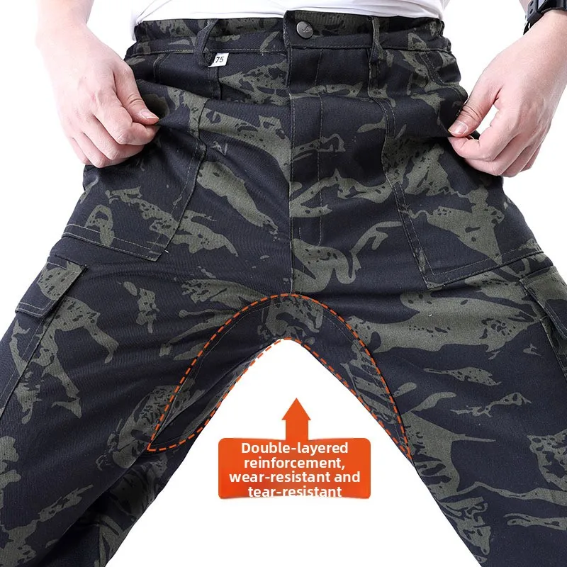 Camouflage Work Trousers Men's Spring Autumn Loose Workwear Pants for Auto Repair And Construction Wear Resistant Labor Prote...
