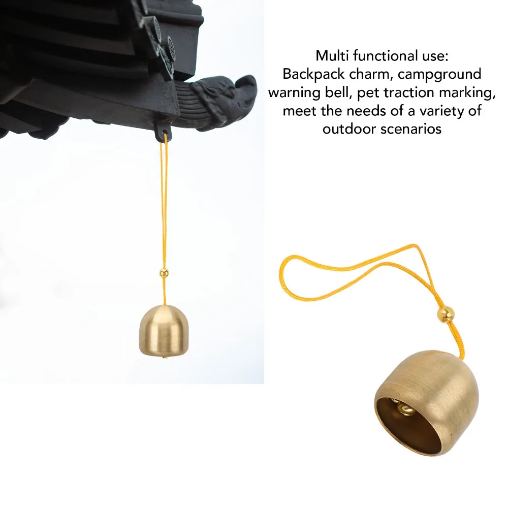 6 Pcs Durable Brass Hanging Bells Clear Crisp Sound Round Wind Bells Gold Color Decorative Bells Garden Decor