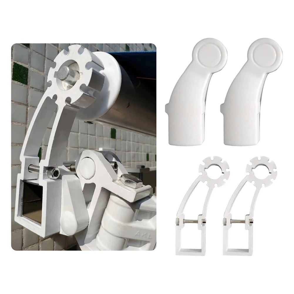 

Retractable Awning Gearbox Support 2pcs Aluminum Alloy Brackets with Lids for 40mm Square Tubes Easy Installation