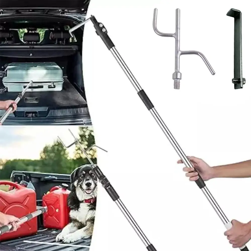 4.92Ft Telescoping Cargo Retriever Hook Pickup Truck Bed Accessory Multifunctional Grabber Reach Tool for Truck Bed Organization