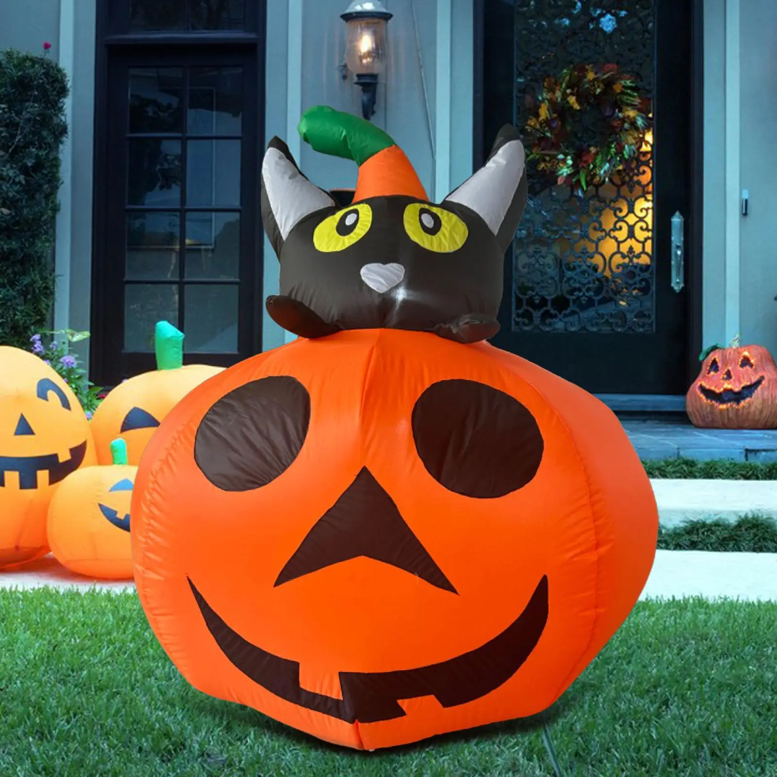 

Halloween Inflatable Outdoor Decoration Party Birthday Gift Home Yard Ornament Pumpkin Cat Built in LED Light for Holiday Patio