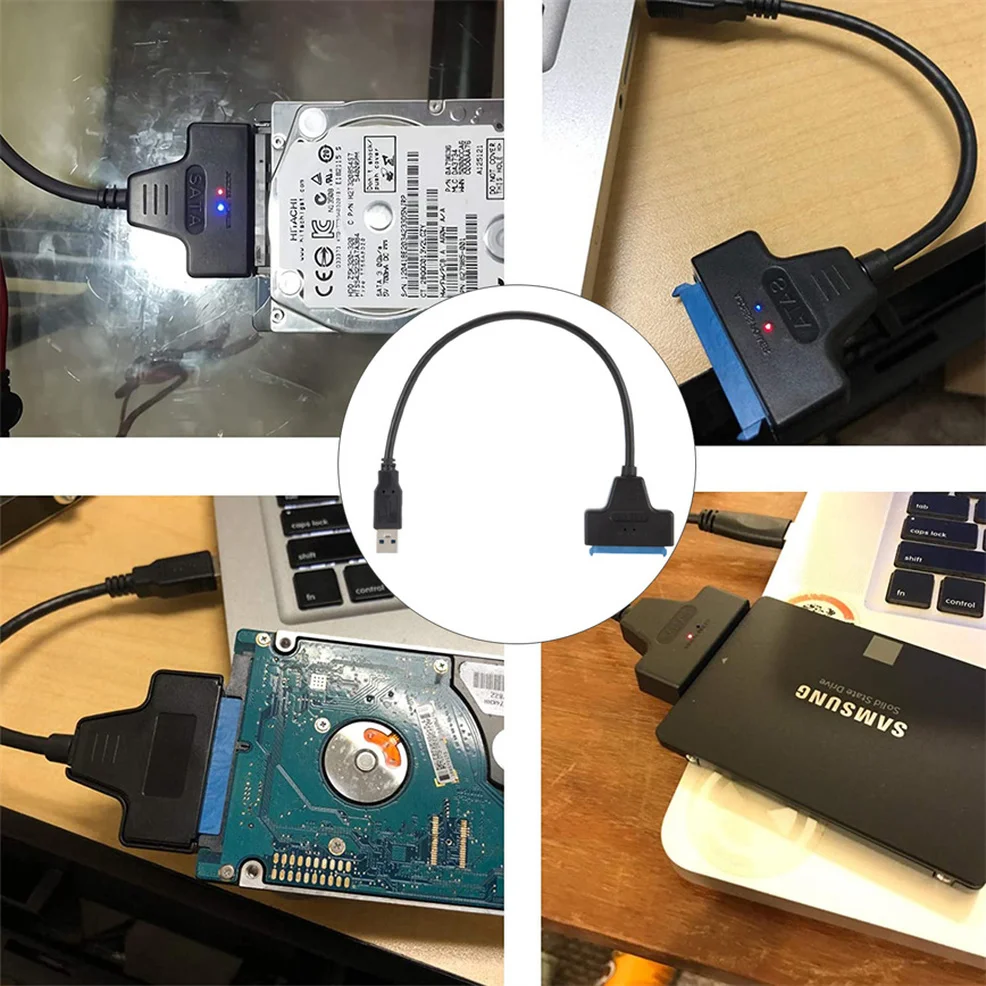 LccKaa SATA Ke USB 3.0 Adaptor USB 3.0 Ke Kabel SATA 6Gbps Transmisi Data Kecepatan Tinggi untuk HDD 2.5 Inci Adaptor SATA Hard Drive