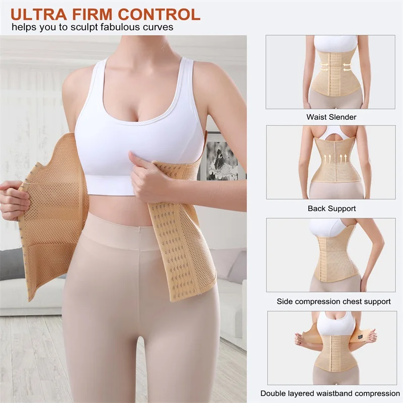 MiiOW U على شكل مدرب خصر مشد المرأة المشكل مدرب خصر الصلب العظام التخسيس تنفس شبكة المرأة البطن ملابس داخلية #4