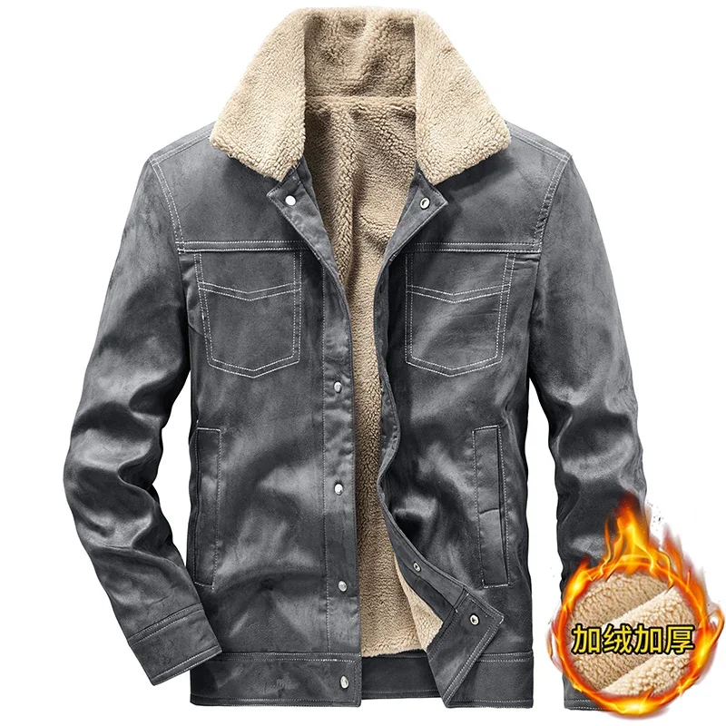 

Windbreaker Military Thick Warm Outerwear Men's Winter Jacket Fleece Linning Suede Solid Color Heat Outdoor Sports Casual Parkas