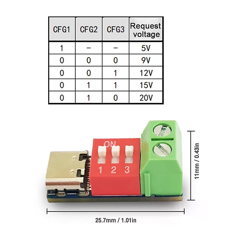 PD Fast Charging Test Board Adjustable PD Trigger Board Module USB Type-C 100W Voltage Connetor Power Supply Accessories 5-20V