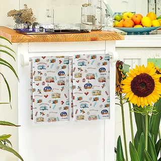 2-Piece Set of Camper Kitchen Towels, Dish Towels, Hand Towels, Kitchen Decorative Towels, Neighbor Gifts, Sweet Housewarming Gifts for Friends, Mom Gifts, Friend's Birthday Gifts.