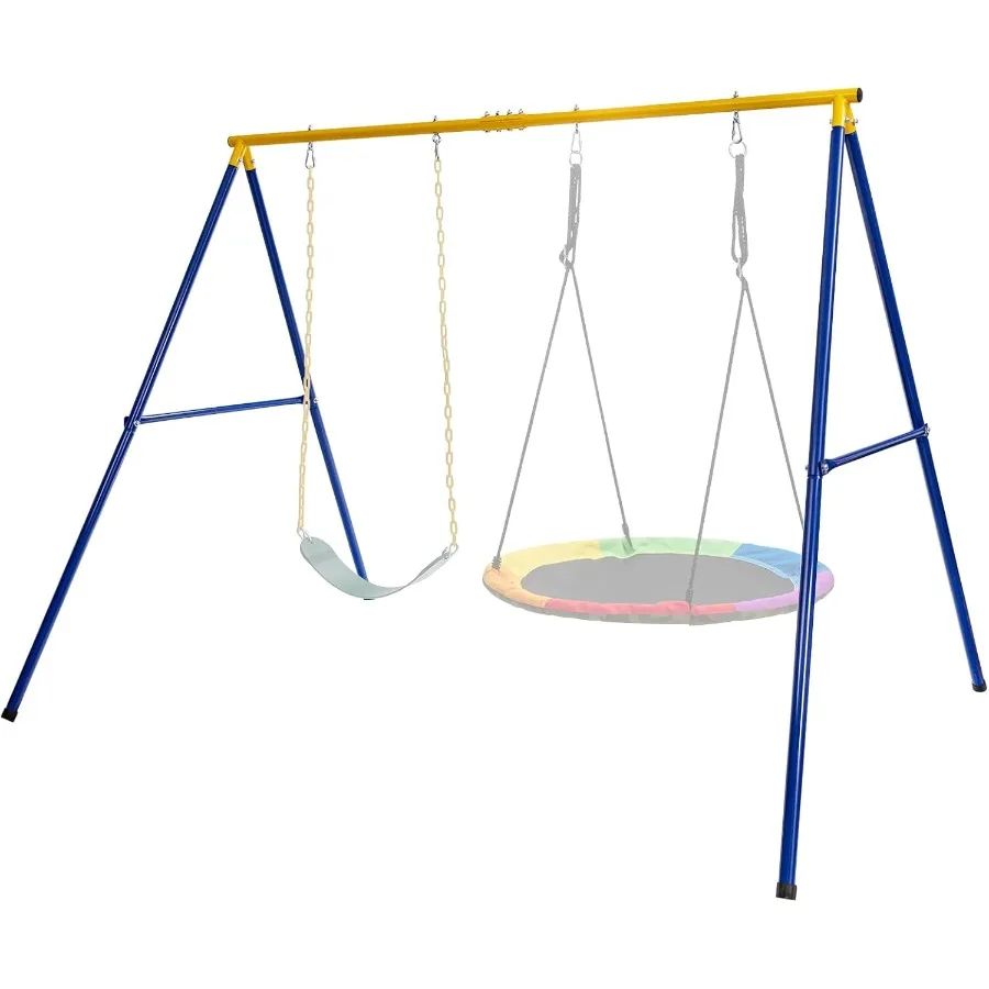 

660 lbs Heavy Duty Metal AFrame Swing Set for Backyard Playground Use with Ground Stakes and Carabiners Durable Outdoor Swing S