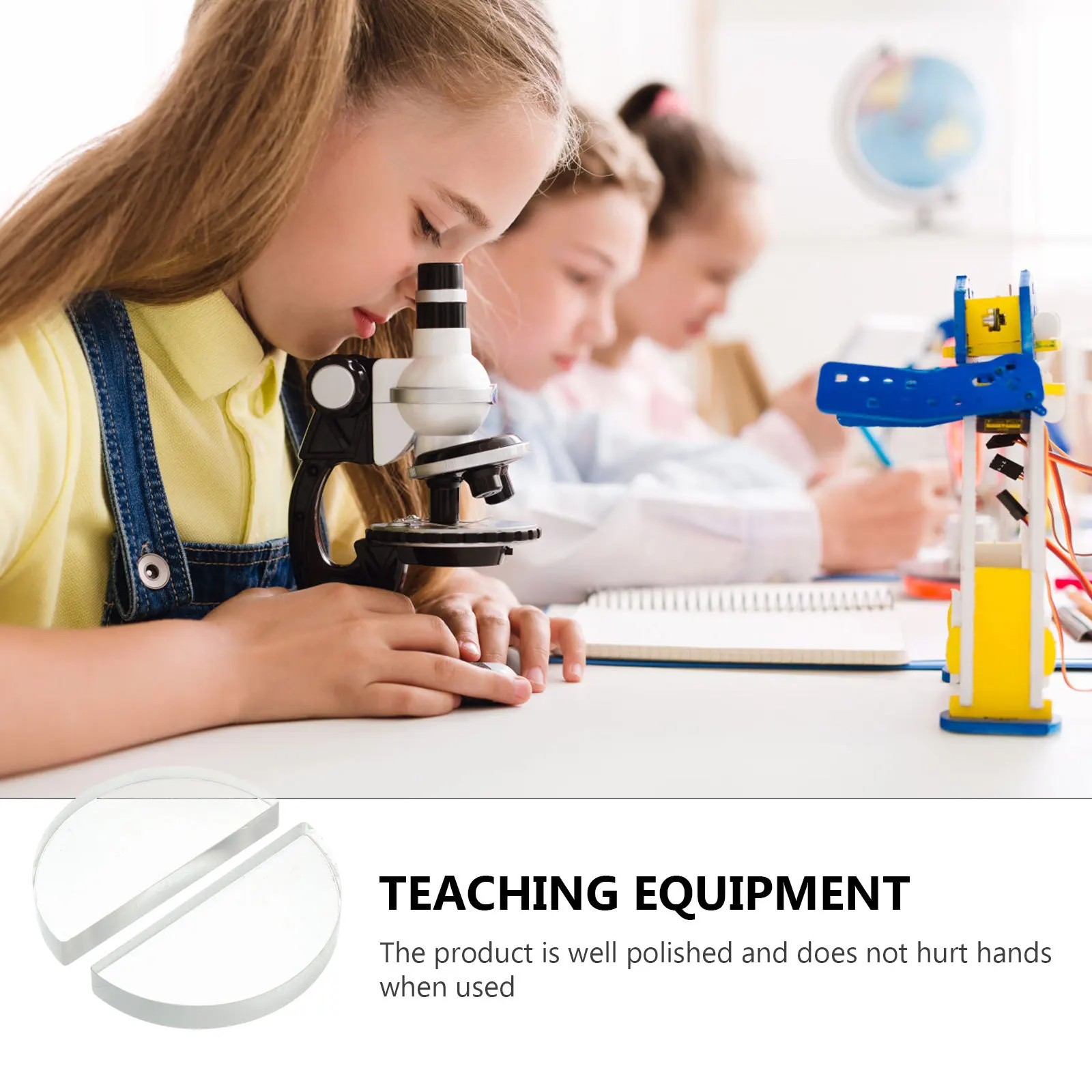 2Pcs Semicircular Glass Optical Lens Physics Teaching Aids Precision Light Convergence Experiment Physics Equipment