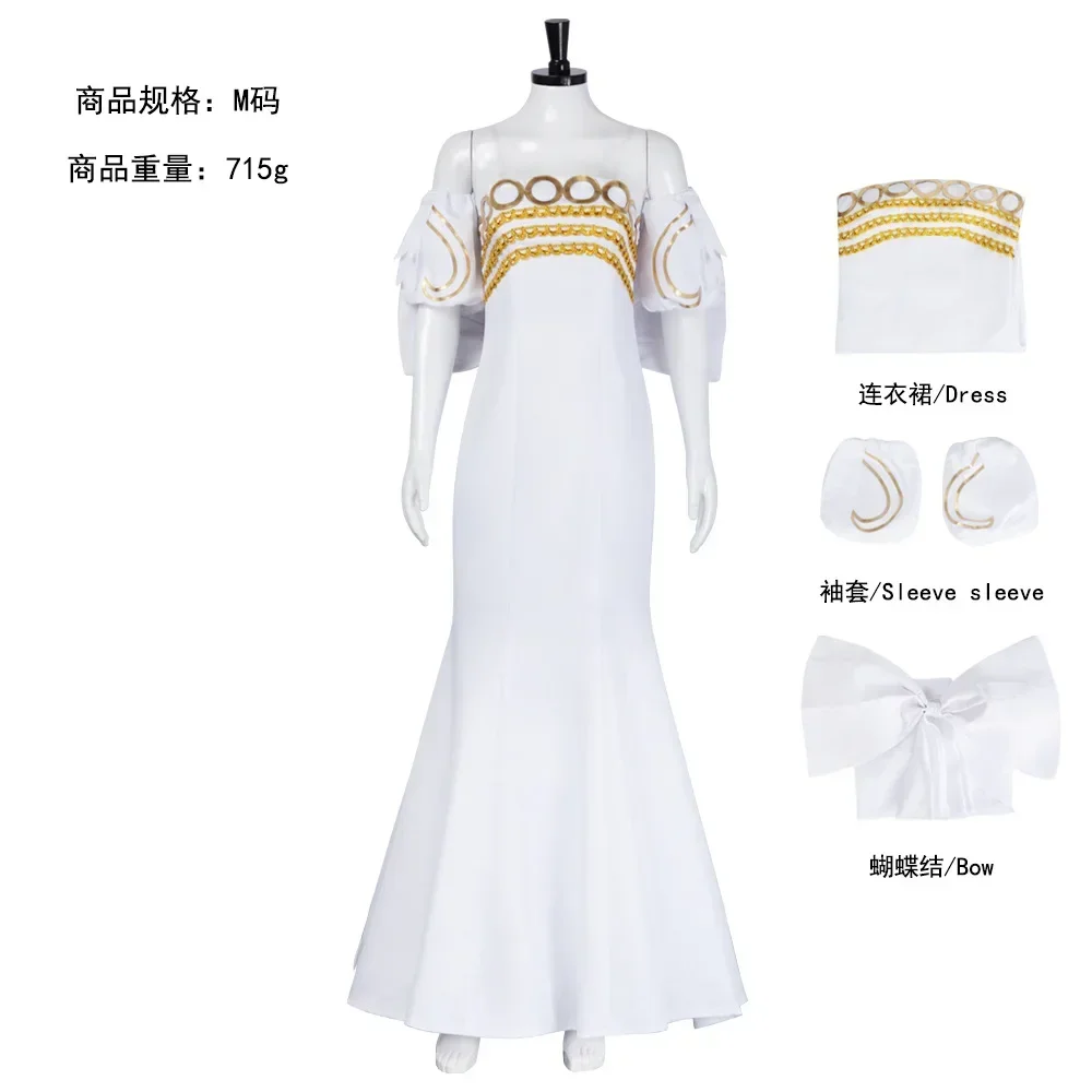 Princess Serenity Tsukino Usagi Cosplay Costume White Long Woman Dress Big Bow Halloween Party Role Play Girl