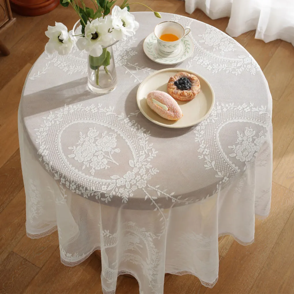 French Rococo Hollow Lace Tablecloth Exquisite Craftsmanship Floral And Lace Side Brides Baptism