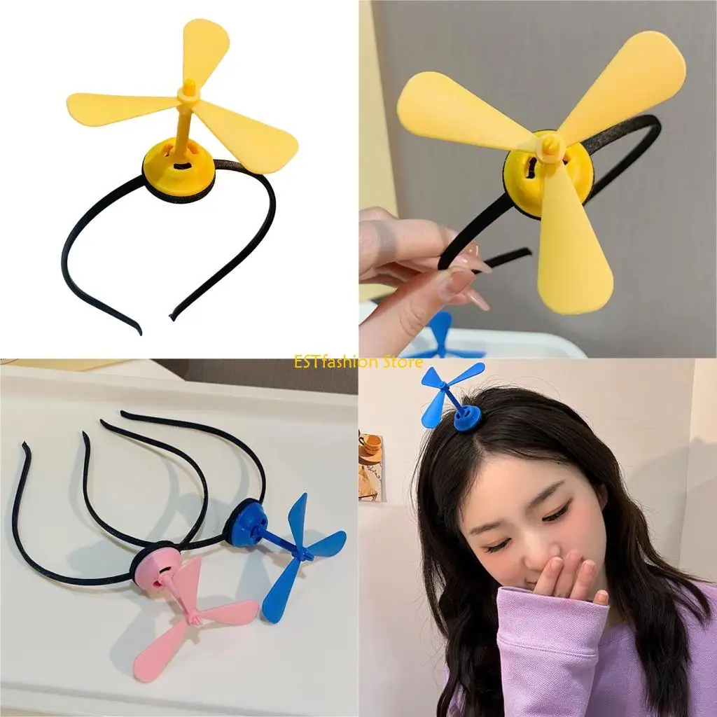

Y5GC Windmill HairBand For Adult Kids Elastic Comfortable NonSlip Festival Hairhoop