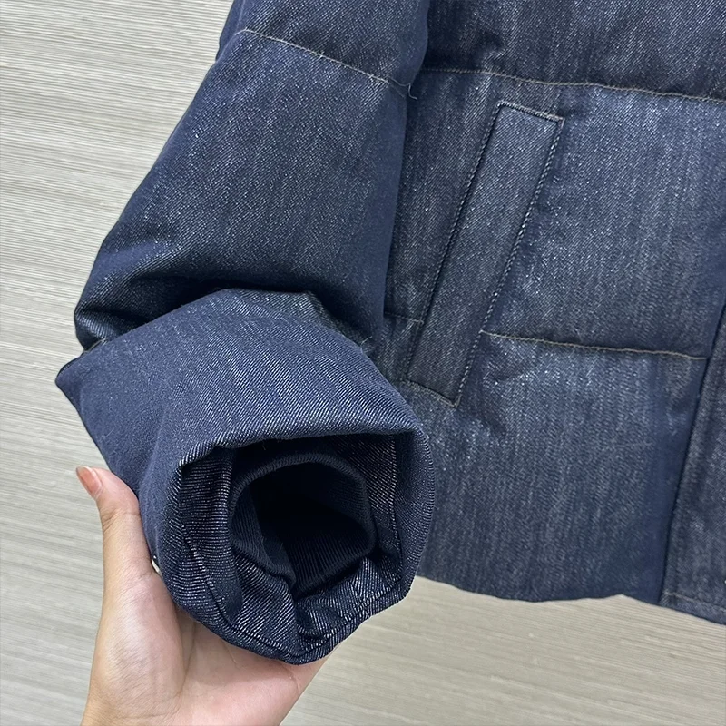 Chaqueta de algodón de alta calidad para mujer con cuello levantado, abrigo sencillo de nueva colección de invierno 2025 para mujer 251213131