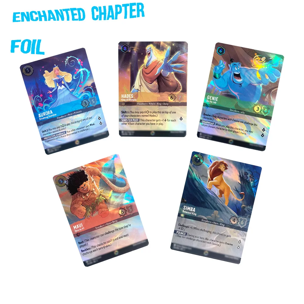 

Lorcana Cards Foil Chapter 1&4&5 Enchanted Proxy TCG Game Cards Rise of the Floodborn HADES SIMBA STITCH English Game Card