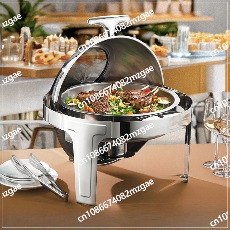 

Stainless steel buffet stove round clamshell hotel canteen heating tableware