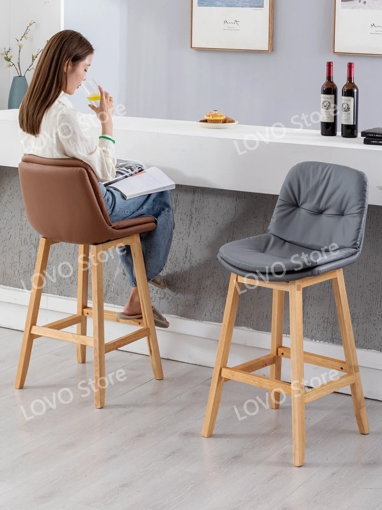 Bar chair Modern simple Nordic backrest Front desk   Home restaurant Island bench