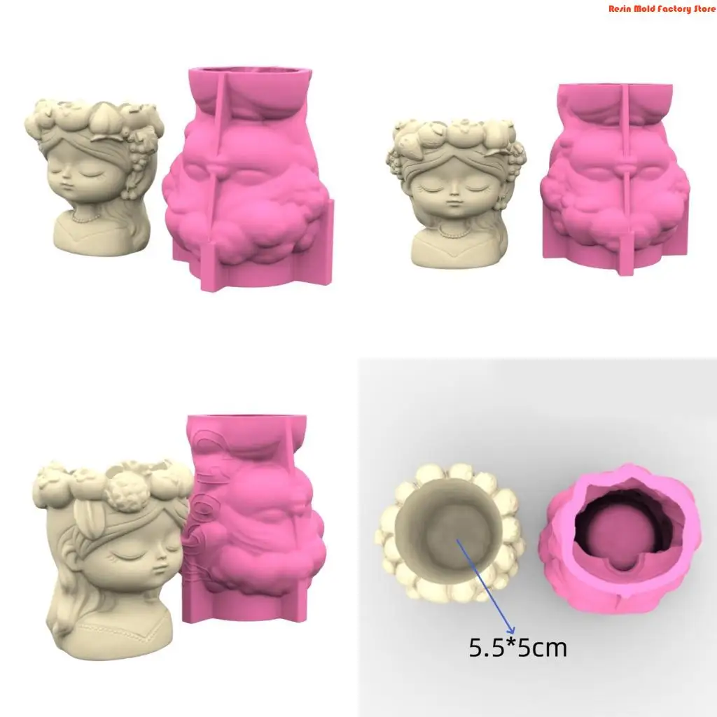 

MXME Handcrafted Head Silicone Mold For Resin Planters Home Decoration DIY