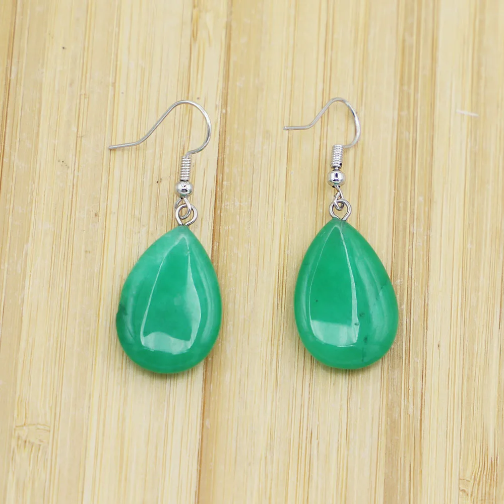 1Pair Natural Stone Malachite Flat Water Drop Earrings Pendant Diy Necklace Charm Party Wedding Fashion Jewelry gift