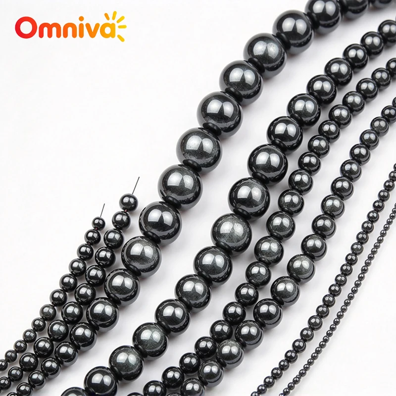 Wholesale Natural Hematite Round Loose Beads for DIY Jewelry Making Bracelets Necklaces 2mm 3mm 4mm 6mm 8mm 10mm 15 Inch Strands