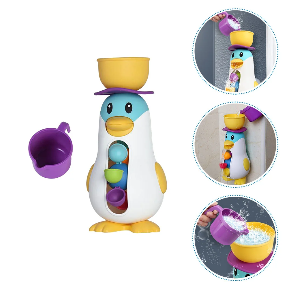 Colorful Water Cups Penguin Windmill Toy Baby Tub Kids Playing Toys Bath Infant Bathing