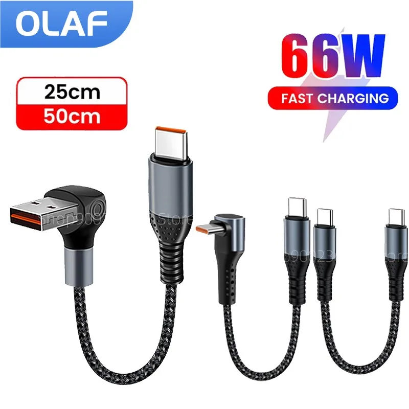 

Колено 90 градусов USB C к типу C Кабель для быстрой зарядки Короткий кабель для передачи данных 25 см/50 см USB A/C к типу C для Iphone15 Samsung Power Bank