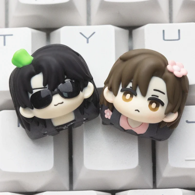 Anime Keycaps Tomb Raider Theme Jie Yuchen Black Glasses Black Blind Resin Cherry Profile Keycaps for Mechanical Keyboard Gifts