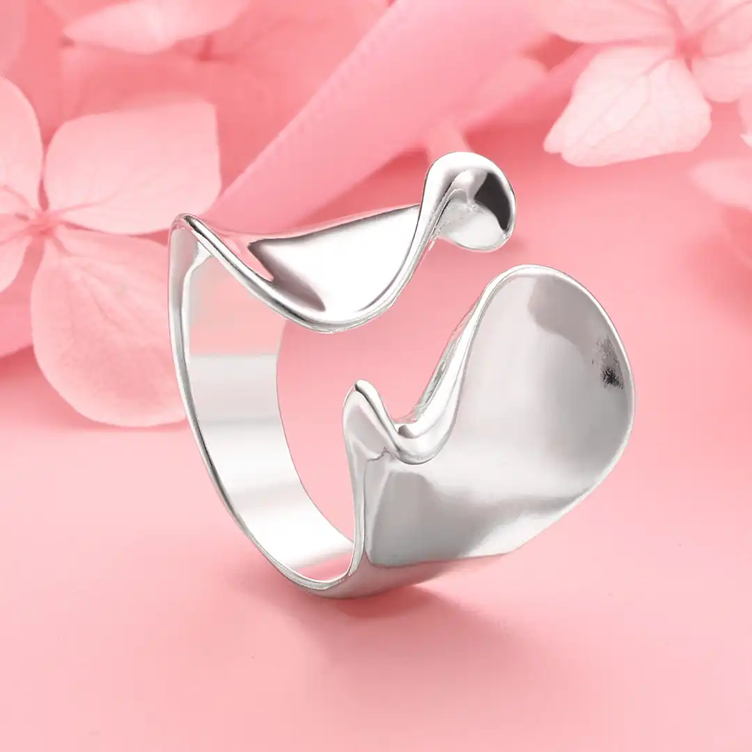 

1pcs 925 Sterling Silver Shiny Twisted Wide Ring Fashion Women's Jewelry Accessories Temperament Party Wedding Gift